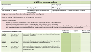 CAML-yl summary sheet