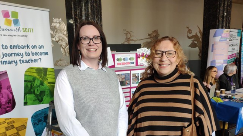 Left to right - Hayley Aldis, Portsmouth Primary SCITT and Cllr Suzy Horton