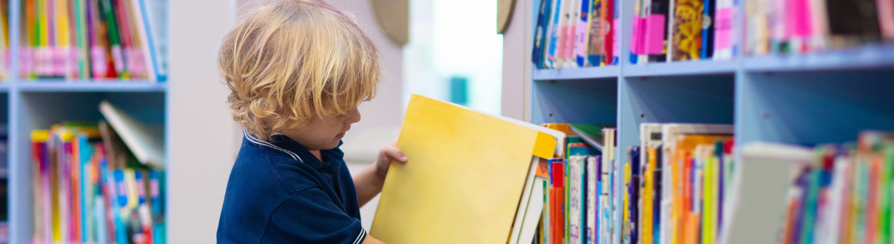 Child in a library